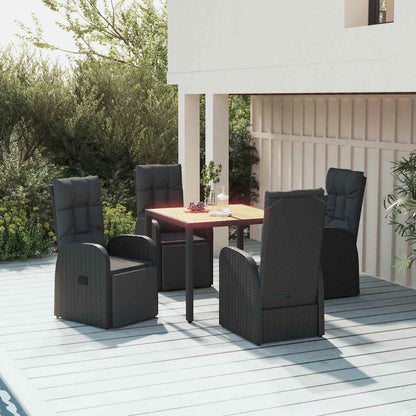 Garden Dining Set Black Poly Rattan&Solid Wood Acacia 90 x 90 x 75 cm 5