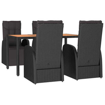 vidaXL 5 Piece Garden Dining Set Black Poly Rattan&Solid Wood Acacia 3