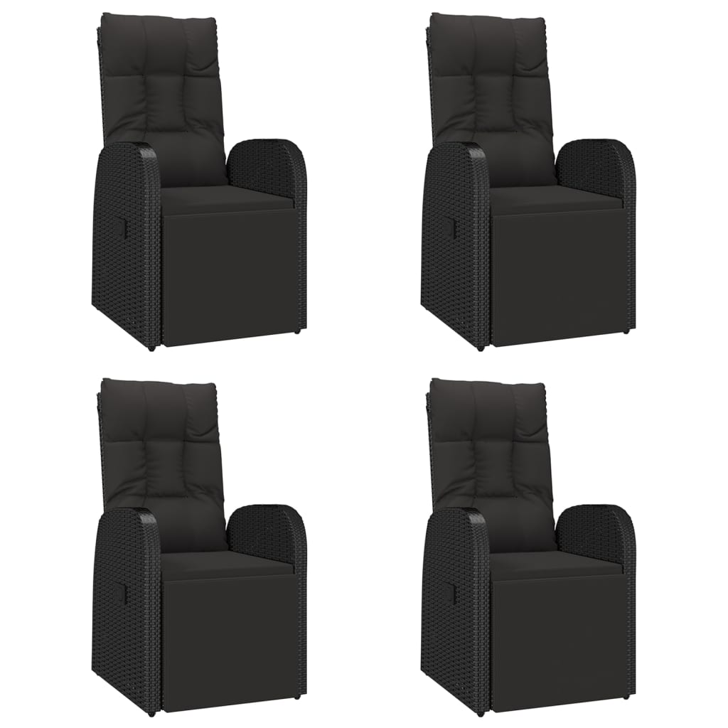 vidaXL 5 Piece Garden Dining Set Black Poly Rattan&Solid Wood Acacia 4