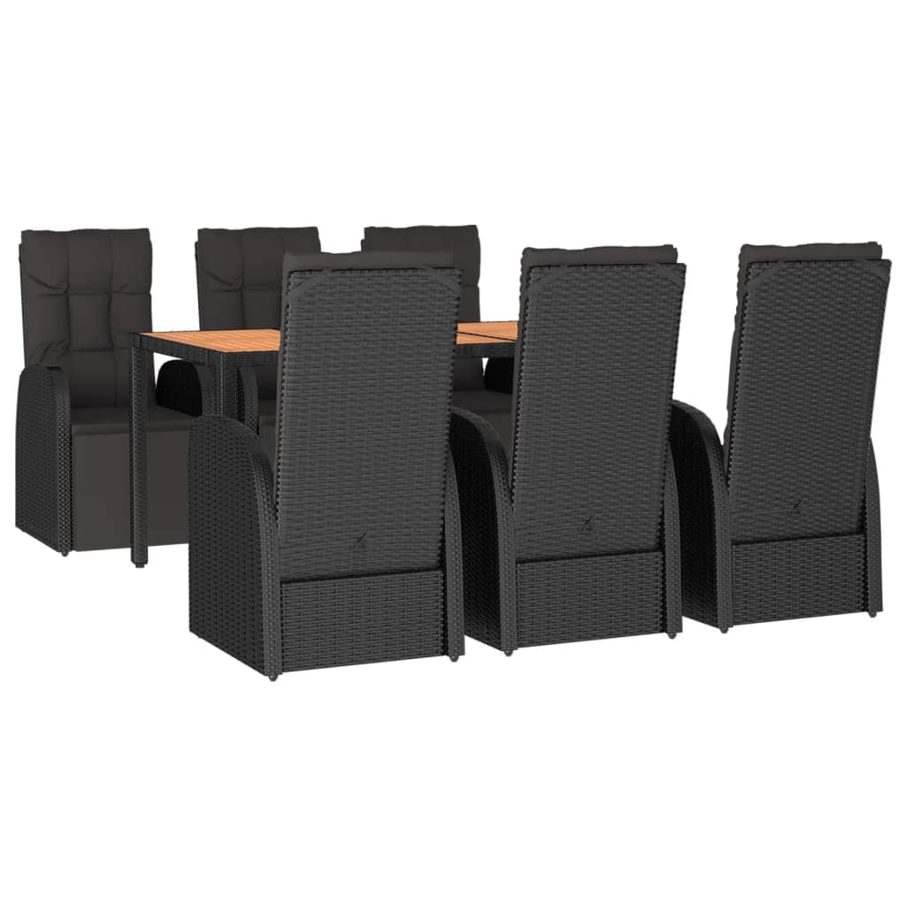 Garden Dining Set Black Poly Rattan&Solid Wood Acacia 150 x 90 x 75 cm 7