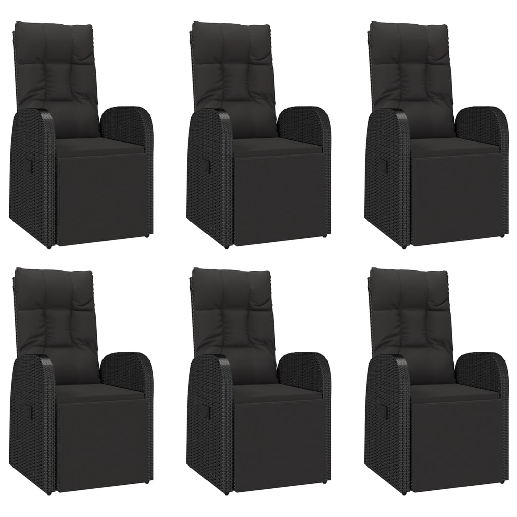 vidaXL 7 Piece Garden Dining Set Black Poly Rattan&Solid Wood Acacia 4