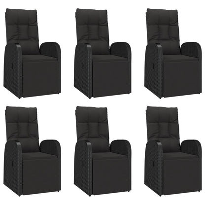 vidaXL 7 Piece Garden Dining Set Black Poly Rattan&Solid Wood Acacia 4