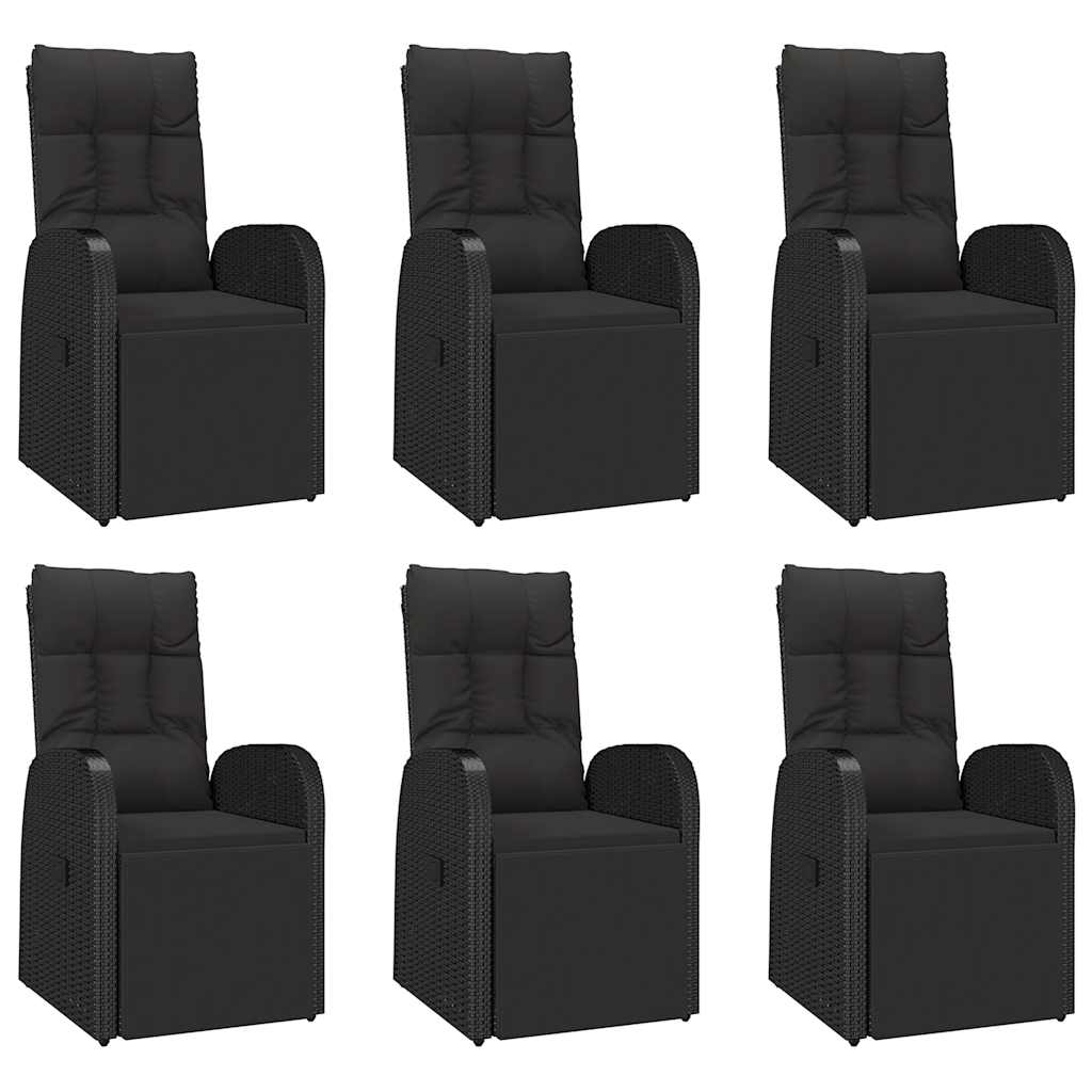 vidaXL 7 Piece Garden Dining Set Black Poly Rattan&Solid Wood Acacia 4
