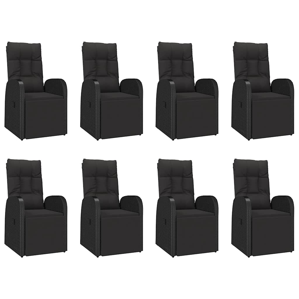 vidaXL 9 Piece Garden Dining Set Black Poly Rattan&Solid Wood Acacia 4