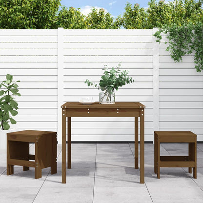 3 Piece Garden Bistro Set Solid Wood Pine Honey brown pine