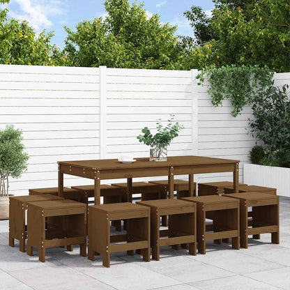vidaXL 13 Piece Garden Dining Set Honey Brown Solid Wood Pine 1