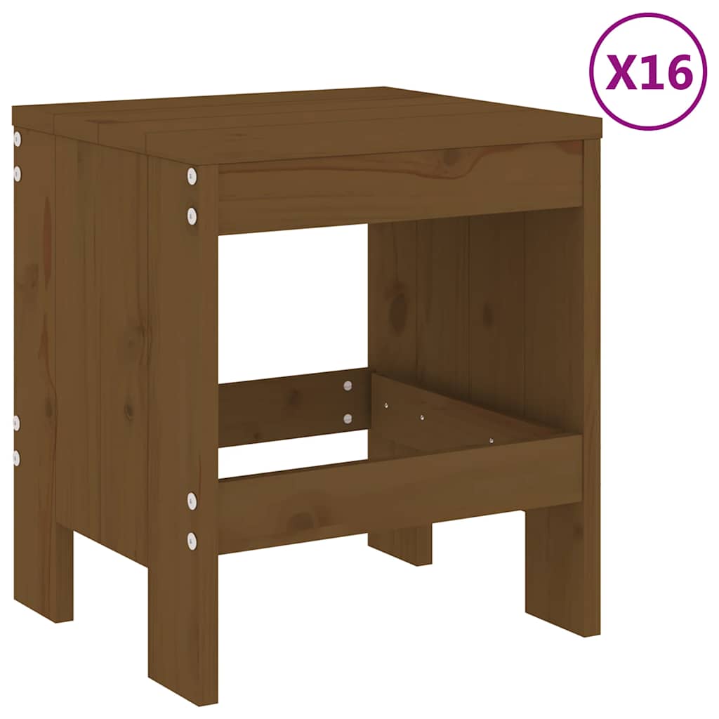 vidaXL 17 Piece Garden Dining Set Honey Brown Solid Wood Pine 3