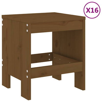 17 Piece Garden Dining Set Solid Wood Pine Honey brown pine