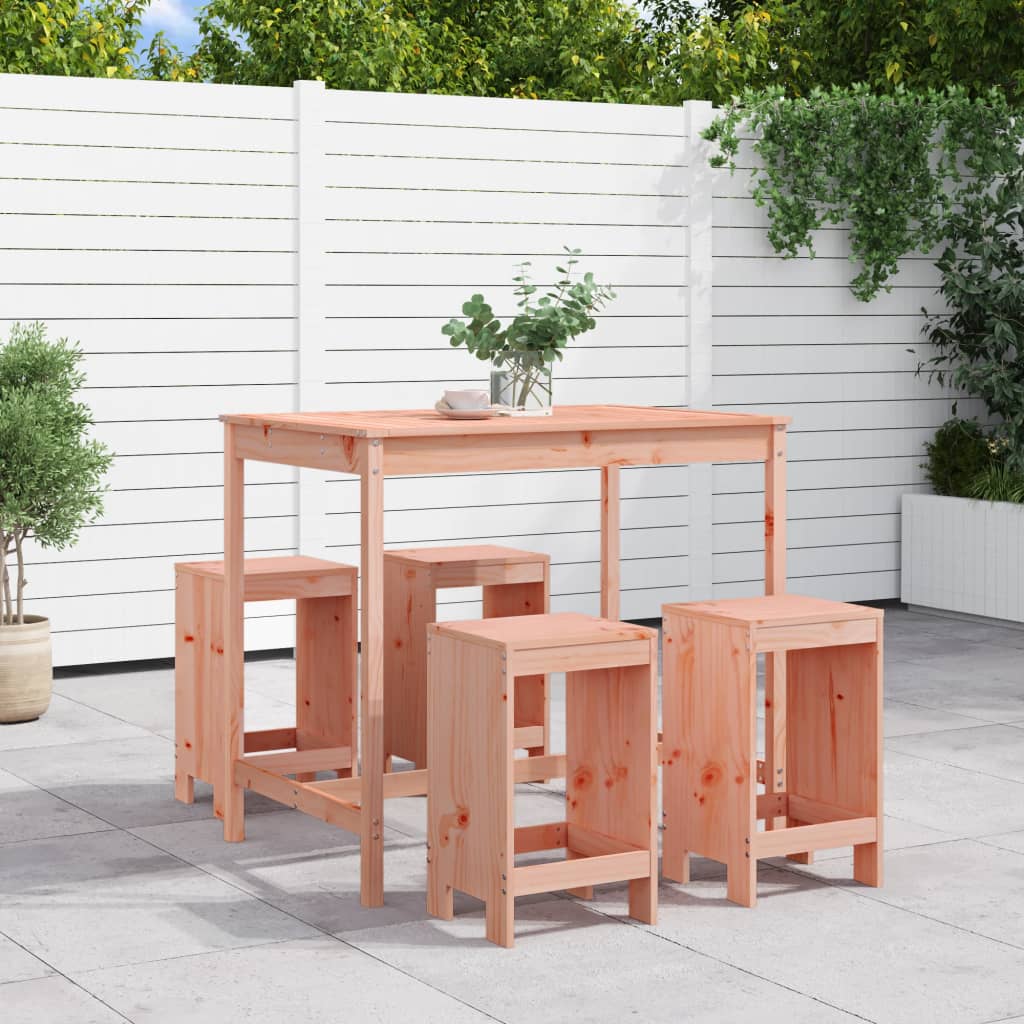 5 Piece Garden Bar Set Solid Wood Pine Natural douglas