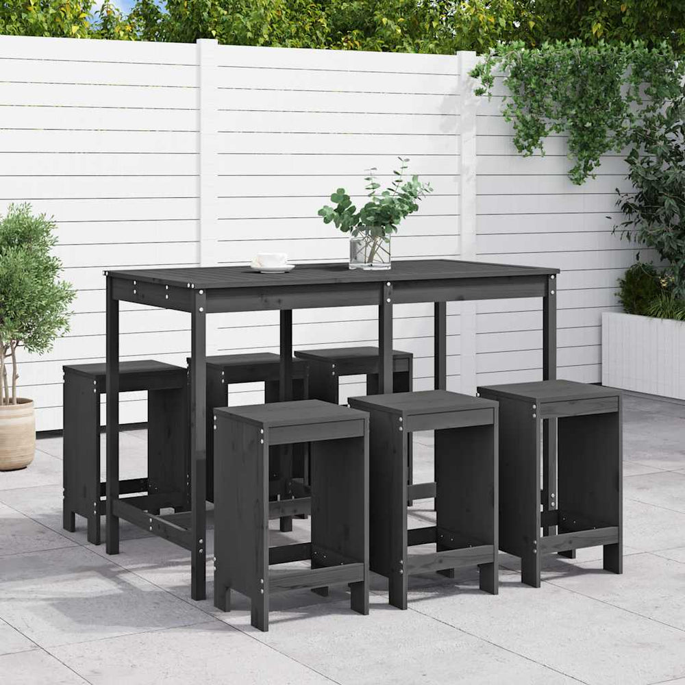 vidaXL 7 Piece Garden Bar Set Solid Wood Pine