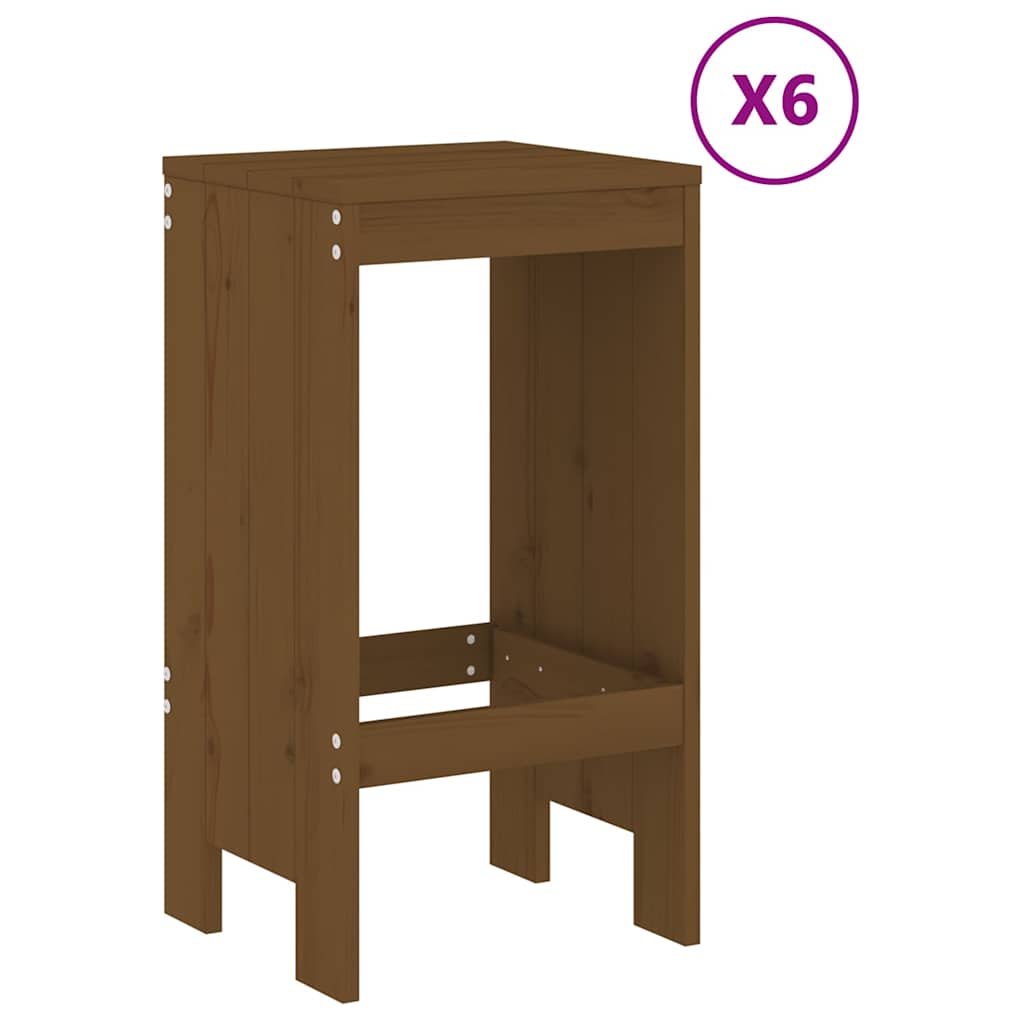 7 Piece Garden Bar Set Solid Wood Pine Honey brown pine