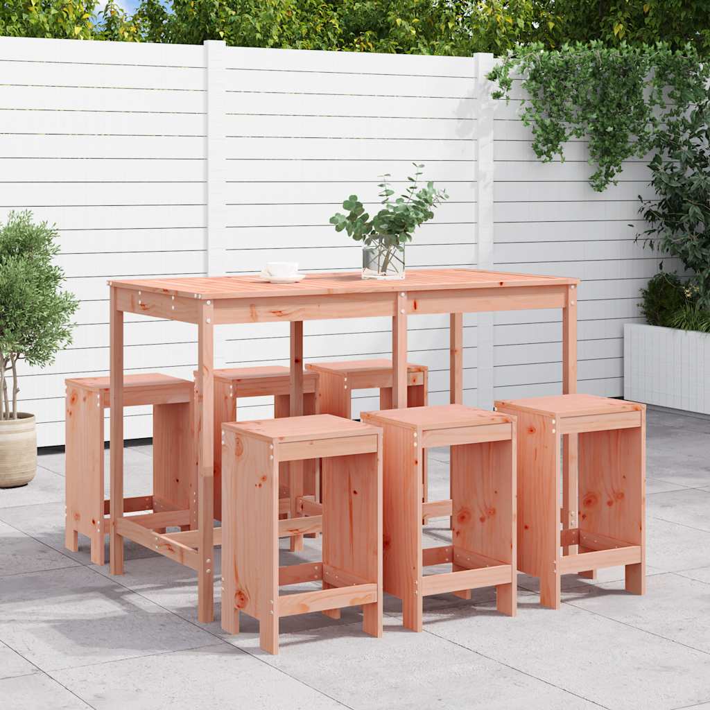 7 Piece Garden Bar Set Solid Wood Pine Natural douglas
