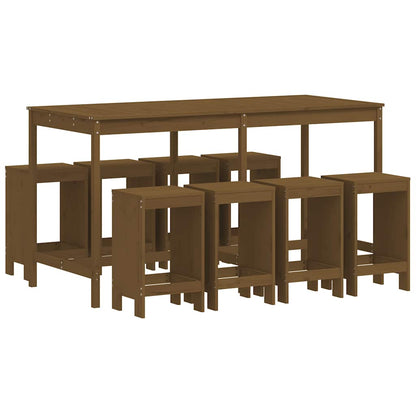 vidaXL 9 Piece Garden Bar Set Honey Brown Solid Wood Pine 2