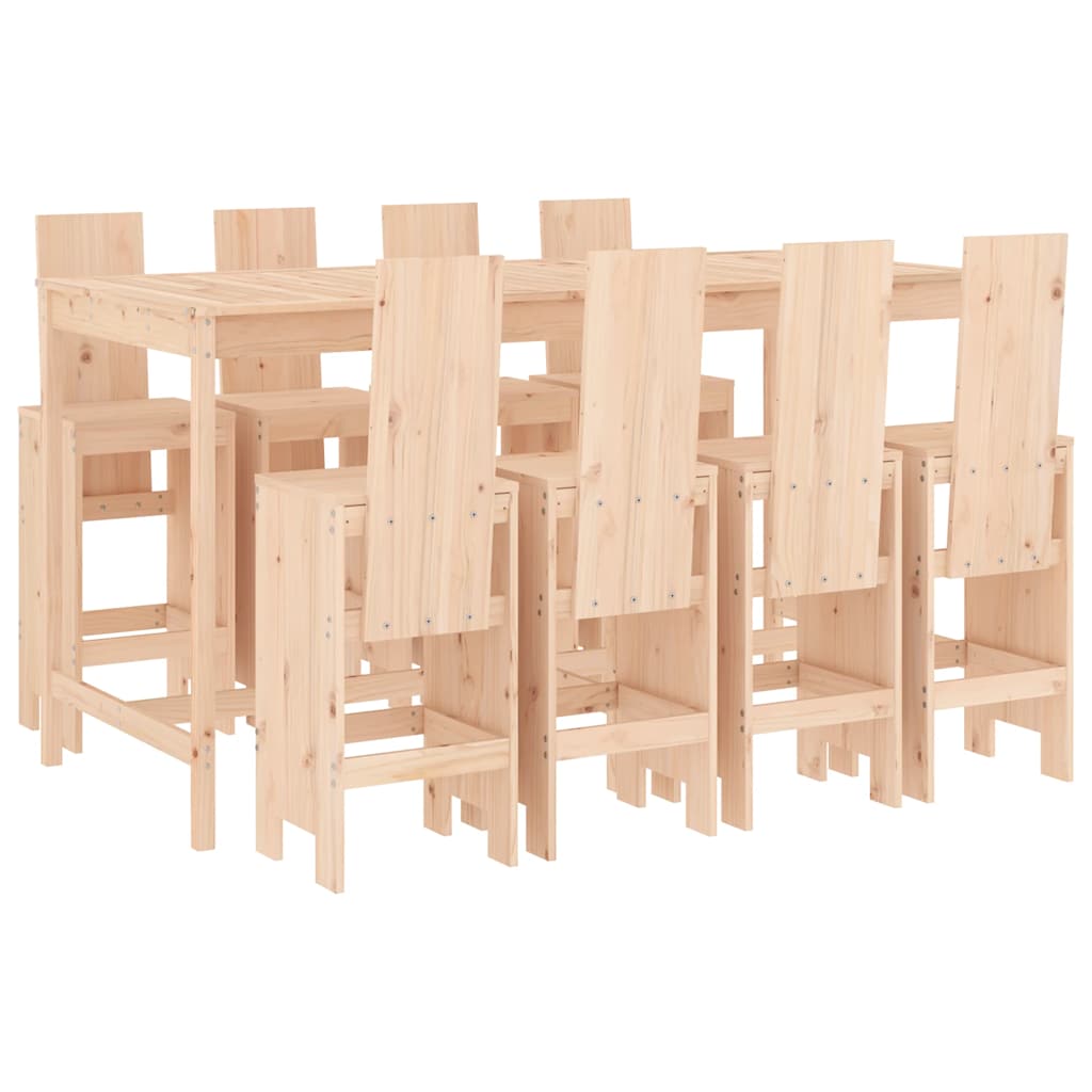 vidaXL 9 Piece Garden Bar Set Solid Wood Pine 2