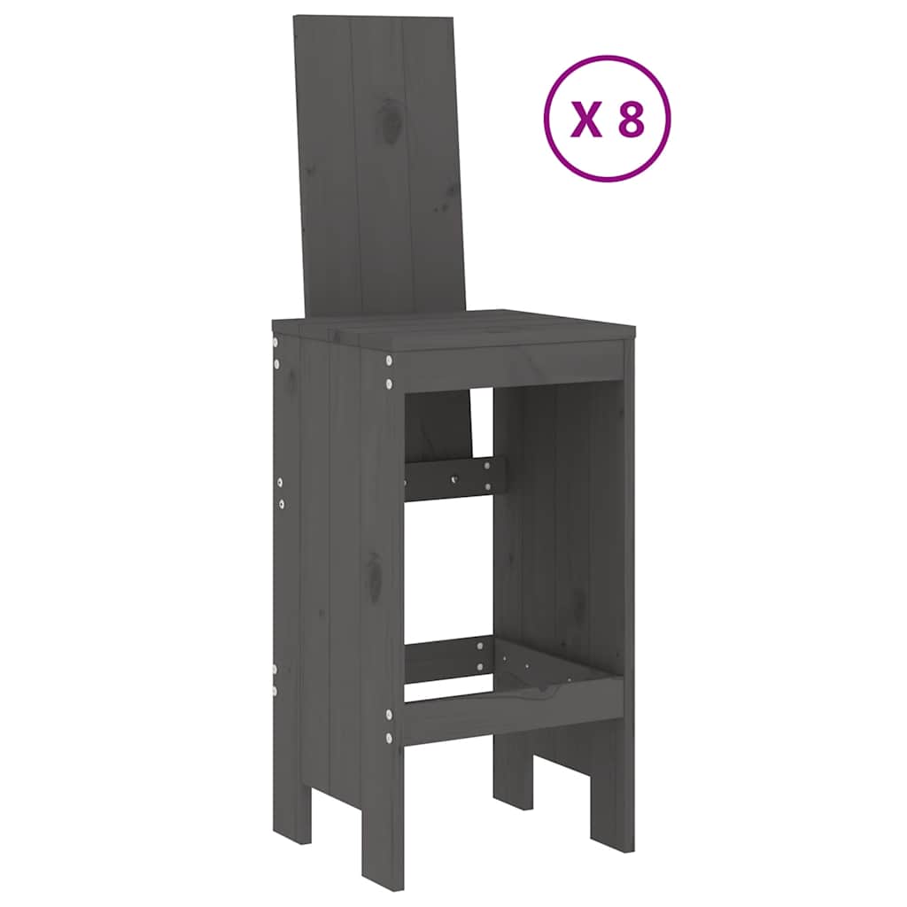 vidaXL 9 Piece Garden Bar Set Grey Solid Wood Pine 3