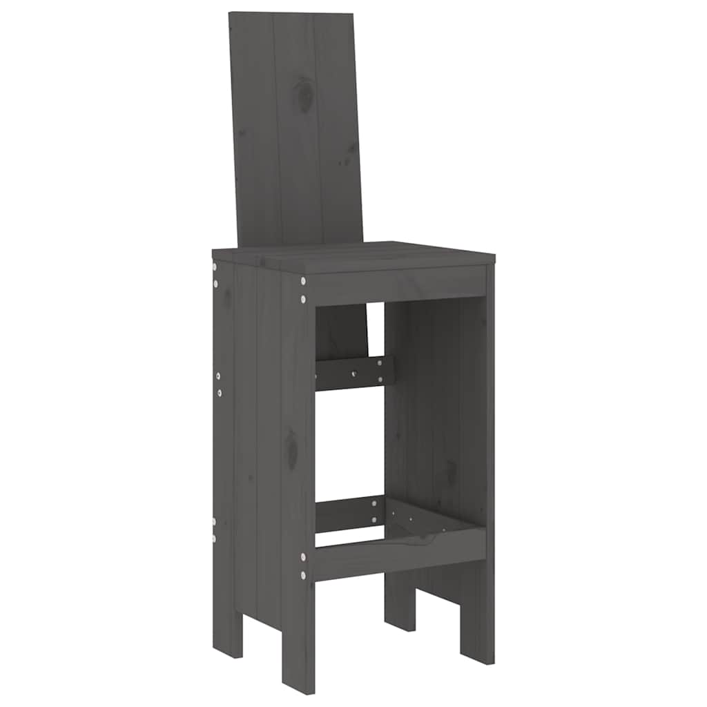 vidaXL 9 Piece Garden Bar Set Grey Solid Wood Pine 4