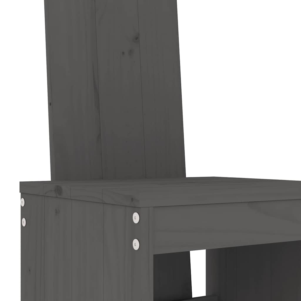 vidaXL 9 Piece Garden Bar Set Grey Solid Wood Pine 5