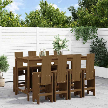 vidaXL 9 Piece Garden Bar Set Honey Brown Solid Wood Pine 1
