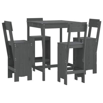 5 Piece Garden Bar Set Solid Wood Pine Grey pine