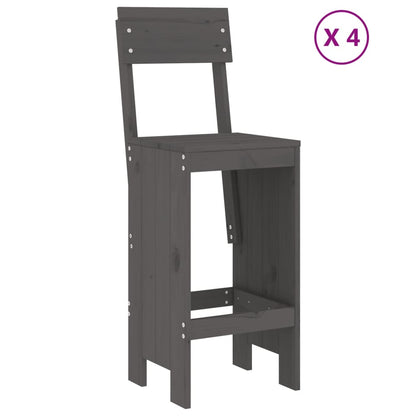 5 Piece Garden Bar Set Solid Wood Pine Grey pine