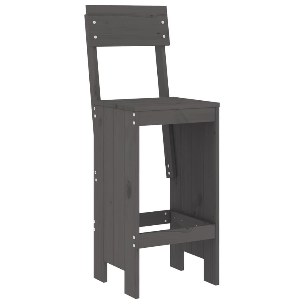 5 Piece Garden Bar Set Solid Wood Pine Grey pine