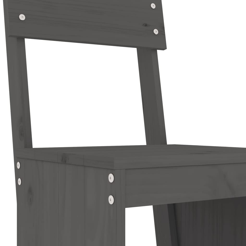 5 Piece Garden Bar Set Solid Wood Pine Grey pine