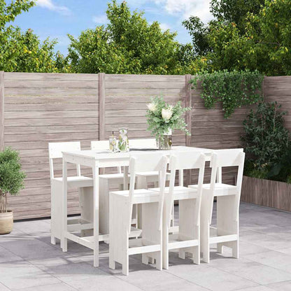 7 Piece Garden Bar Set Solid Wood Pine White pine