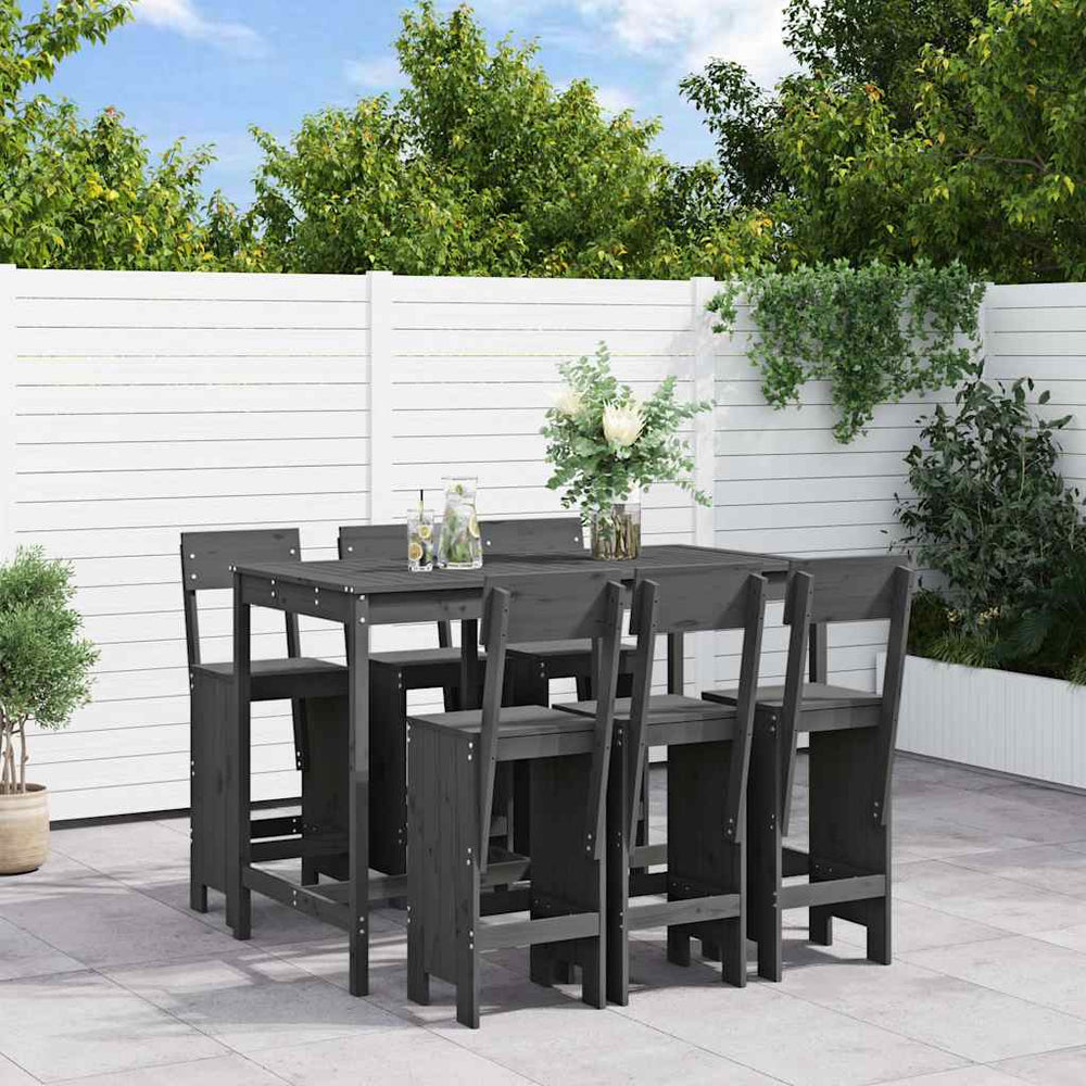 vidaXL 7 Piece Garden Bar Set Solid Wood Pine