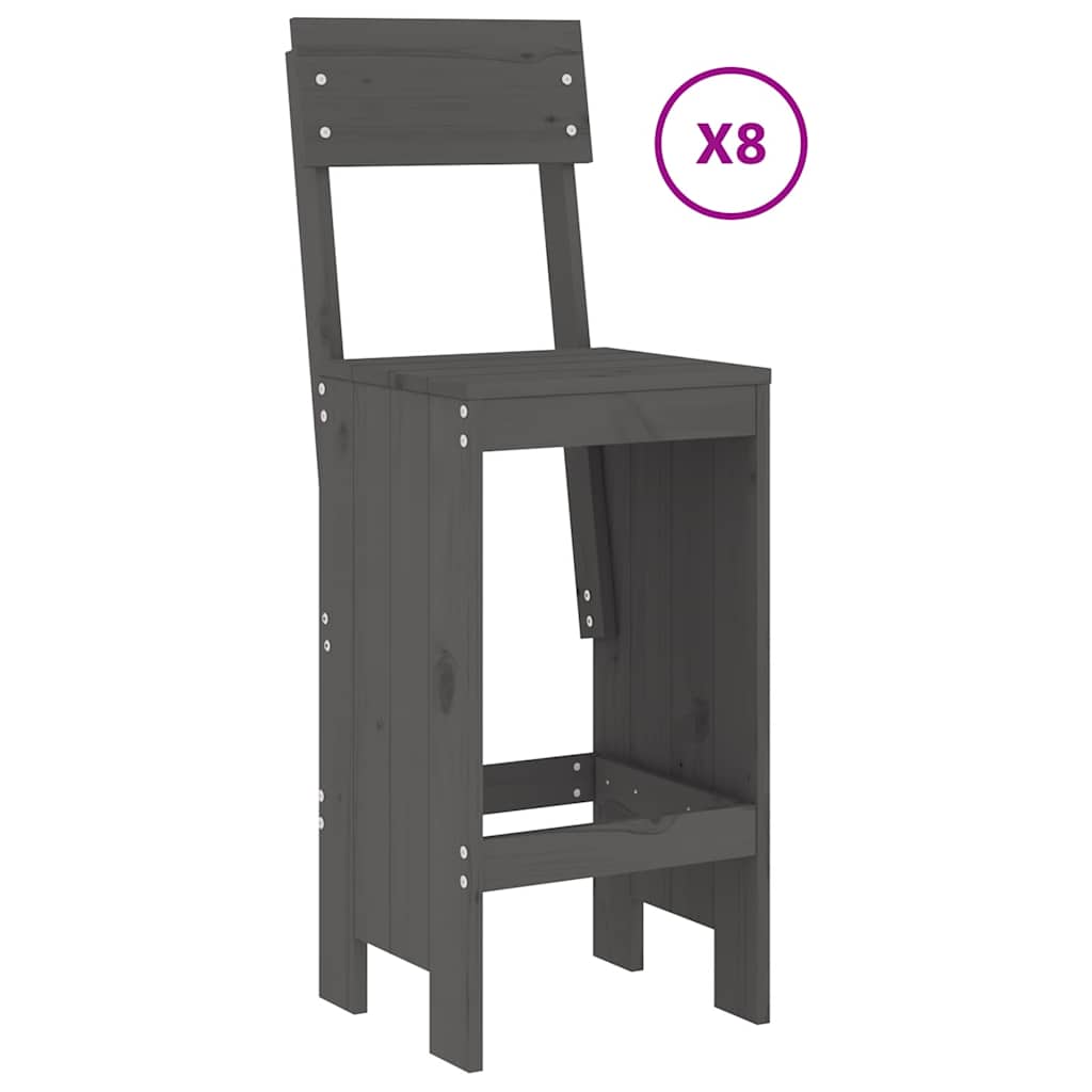 vidaXL Garden Bar Set | Grey | Solid pine wood | Large | Footrest 3