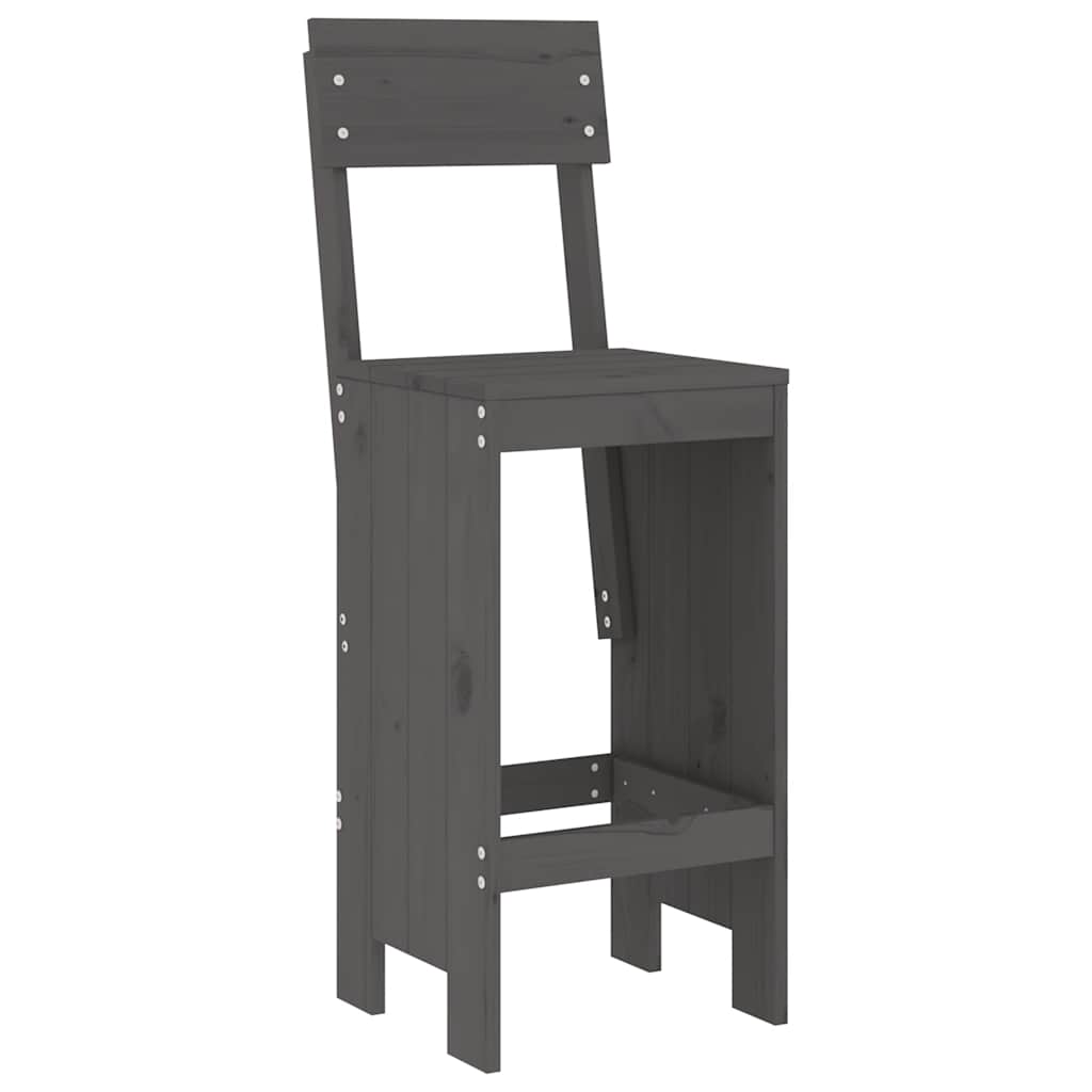 vidaXL Garden Bar Set | Grey | Solid pine wood | Large | Footrest 4