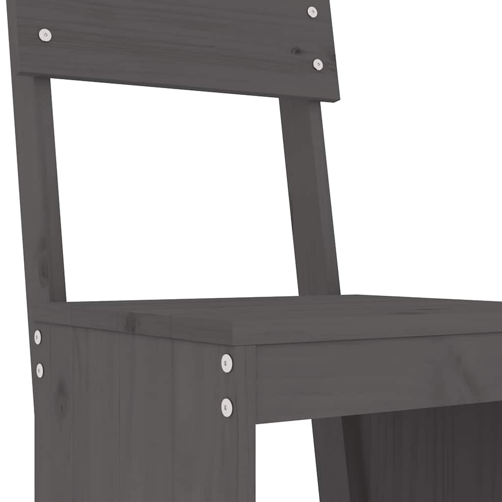 vidaXL Garden Bar Set | Grey | Solid pine wood | Large | Footrest 5