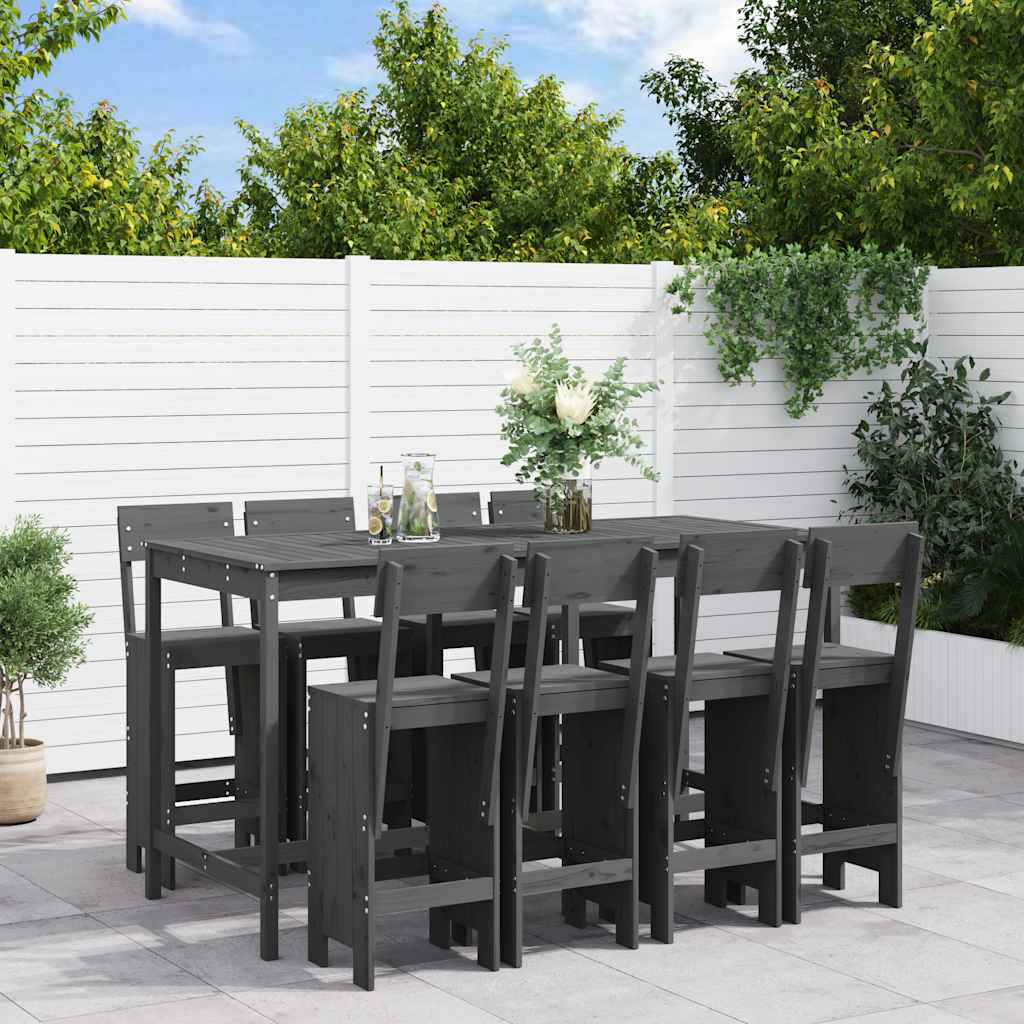vidaXL Garden Bar Set | Grey | Solid pine wood | Large | Footrest 1