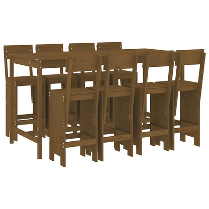 vidaXL 9 Piece Garden Bar Set Honey Brown Solid Wood Pine 2