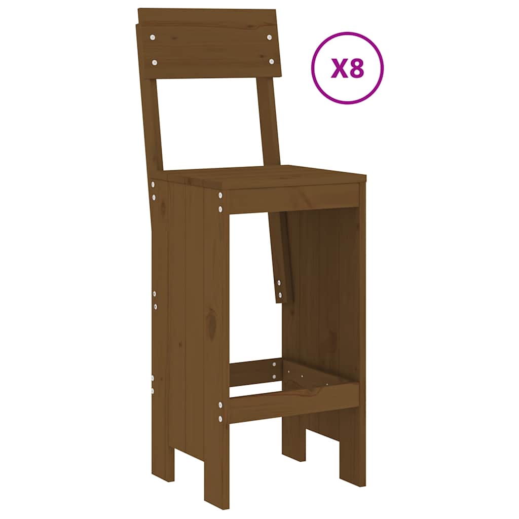 vidaXL 9 Piece Garden Bar Set Honey Brown Solid Wood Pine 3