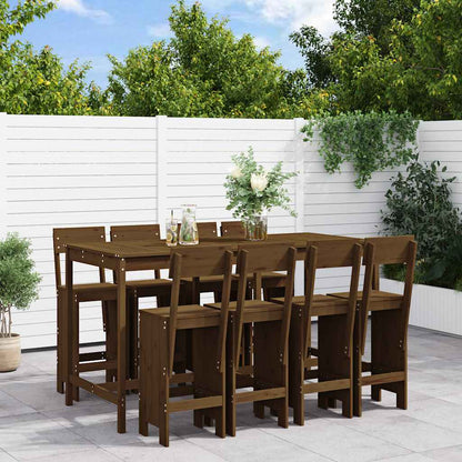 vidaXL 9 Piece Garden Bar Set Honey Brown Solid Wood Pine 1