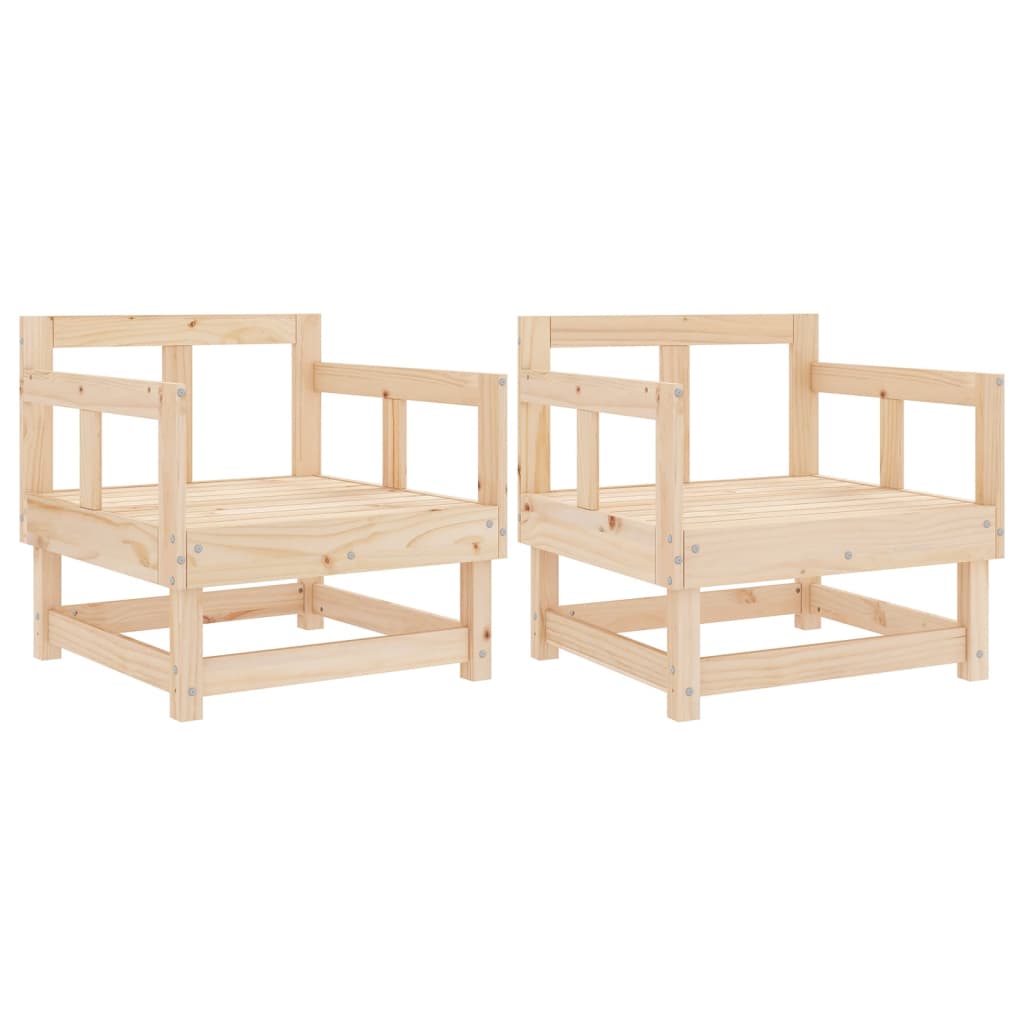 Garden Chairs 2 pcs Solid Wood Pine Armchair (2 pcs) Natural pine