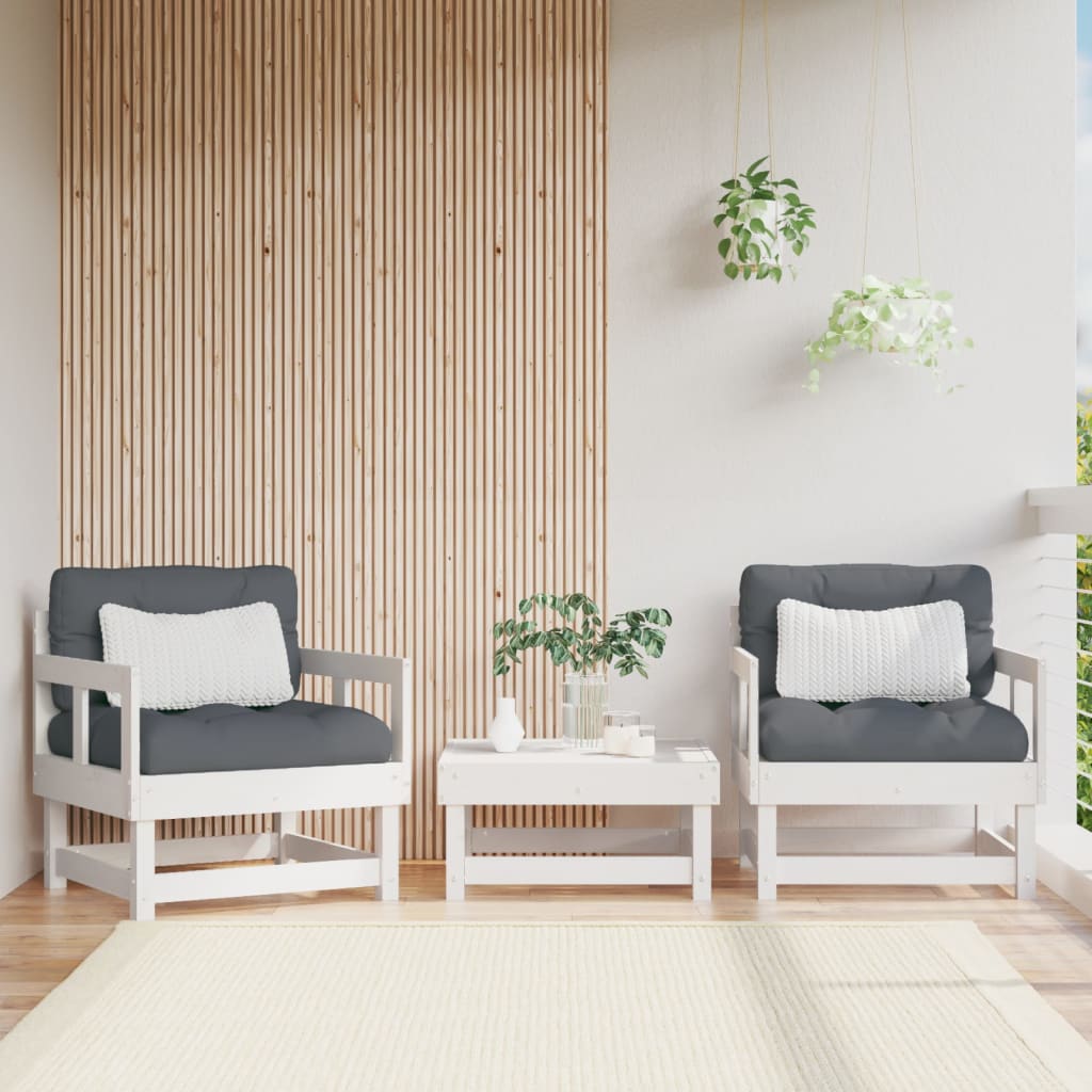 Garden Chairs 2 pcs Solid Wood Pine Armchair (2 pcs) White pine