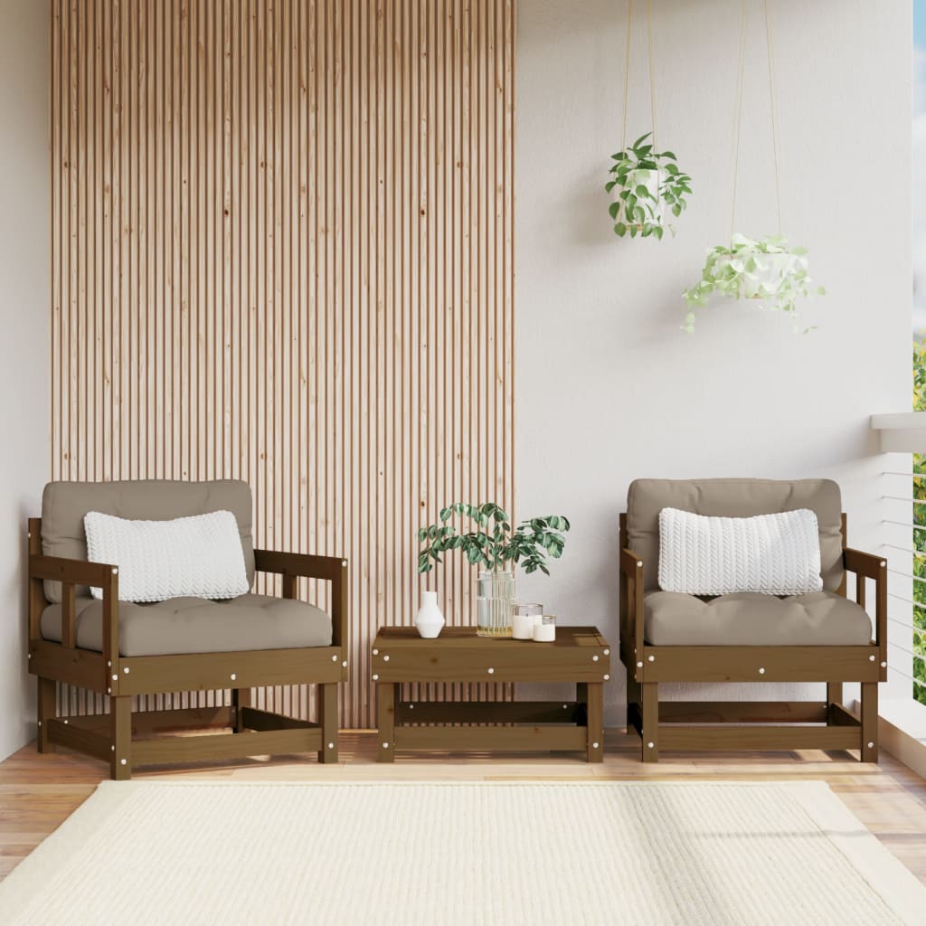 Garden Chairs 2 pcs Solid Wood Pine Armchair (2 pcs) Honey brown pine