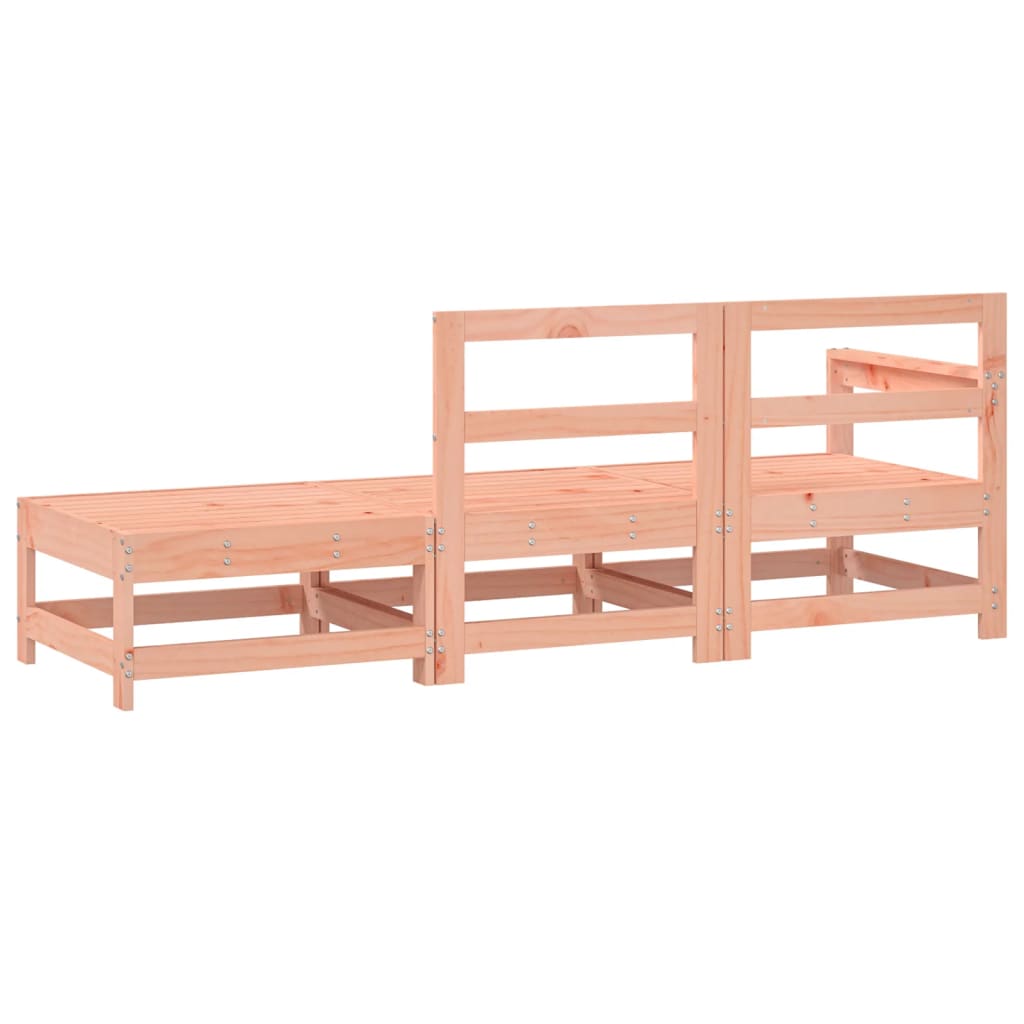 3 Piece Garden Lounge Set Solid Wood Douglas Douglas Wood 2-seater sofa with footstool