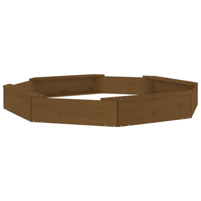 Sandbox with Seats Honey Brown Octagon Solid Wood Pine Honey brown pine