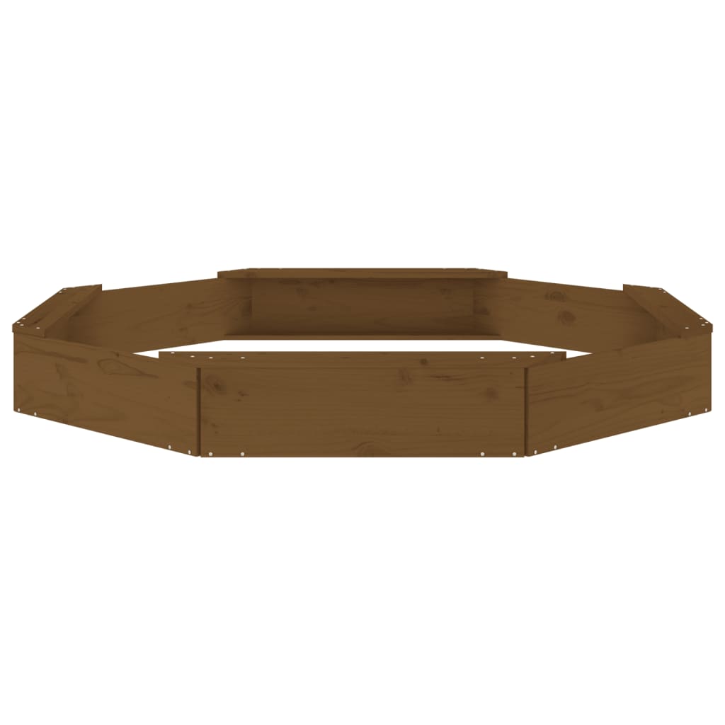 Sandbox with Seats Honey Brown Octagon Solid Wood Pine Honey brown pine