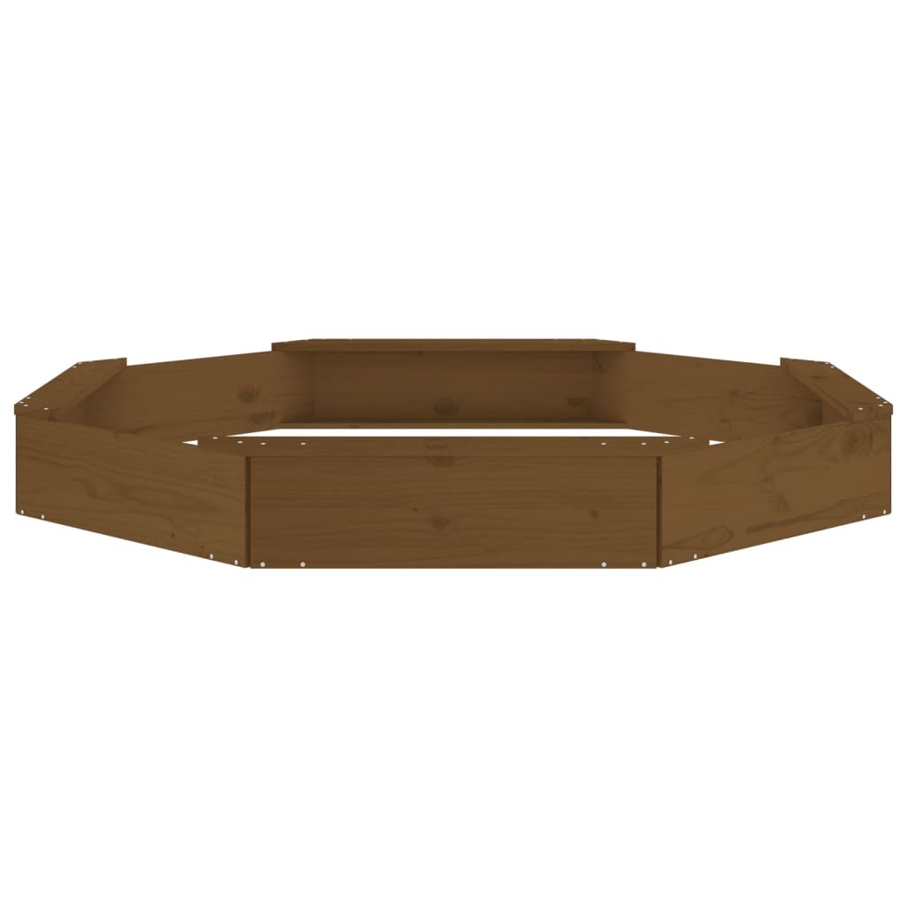 Sandbox with Seats Honey Brown Octagon Solid Wood Pine Honey brown pine