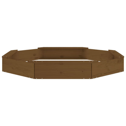 Sandbox with Seats Honey Brown Octagon Solid Wood Pine Honey brown pine