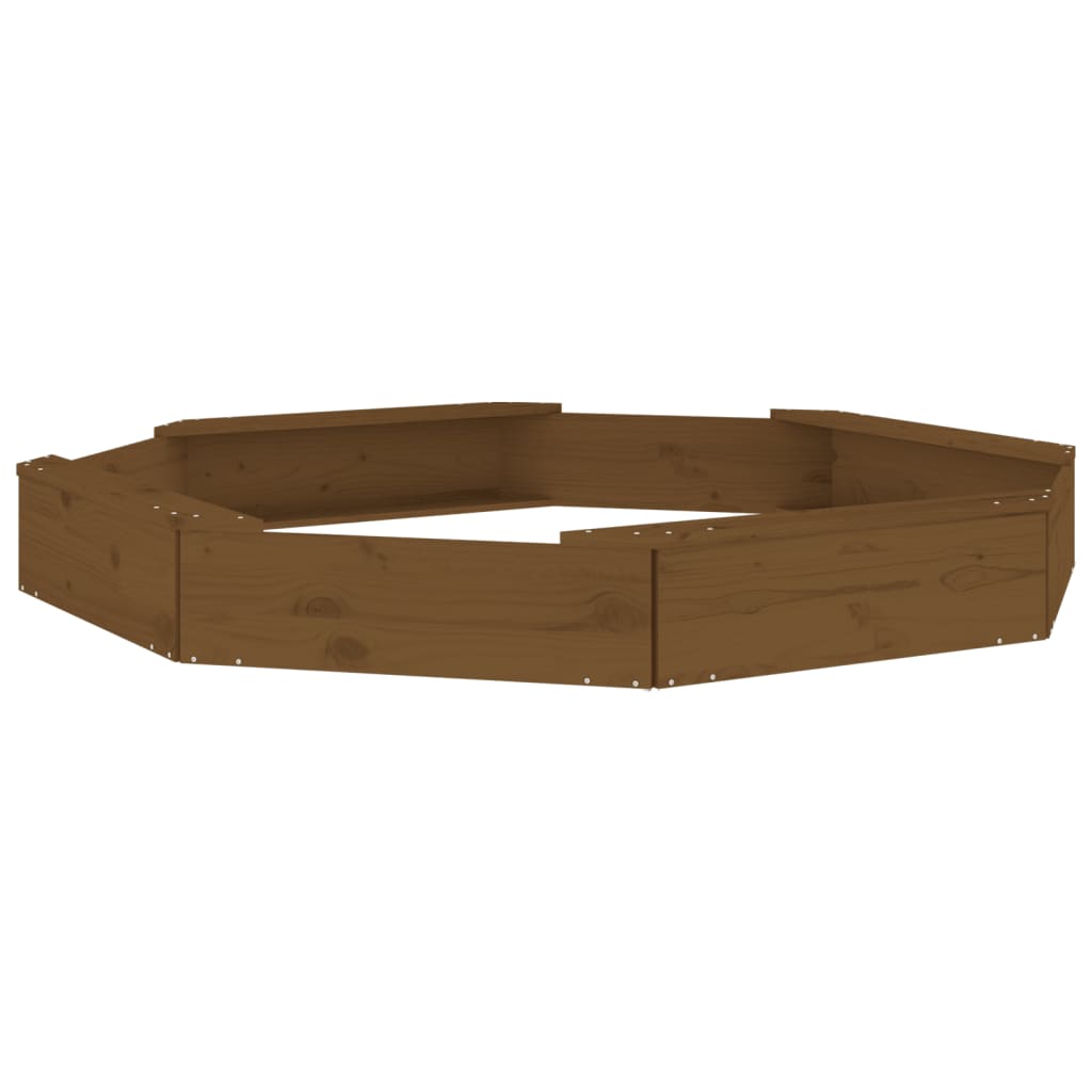 Sandbox with Seats Honey Brown Octagon Solid Wood Pine Honey brown pine