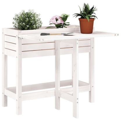Garden Planter with Folding Tabletop Honey Brown White pine