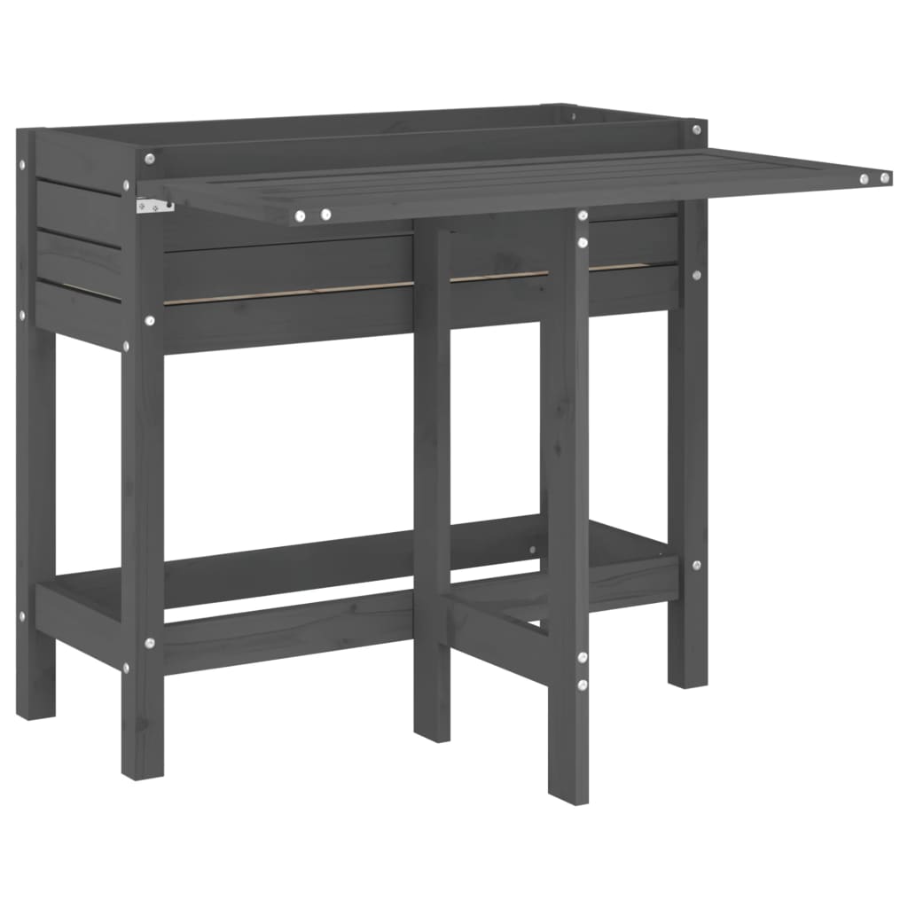 Garden Planter with Folding Tabletop Honey Brown Grey pine