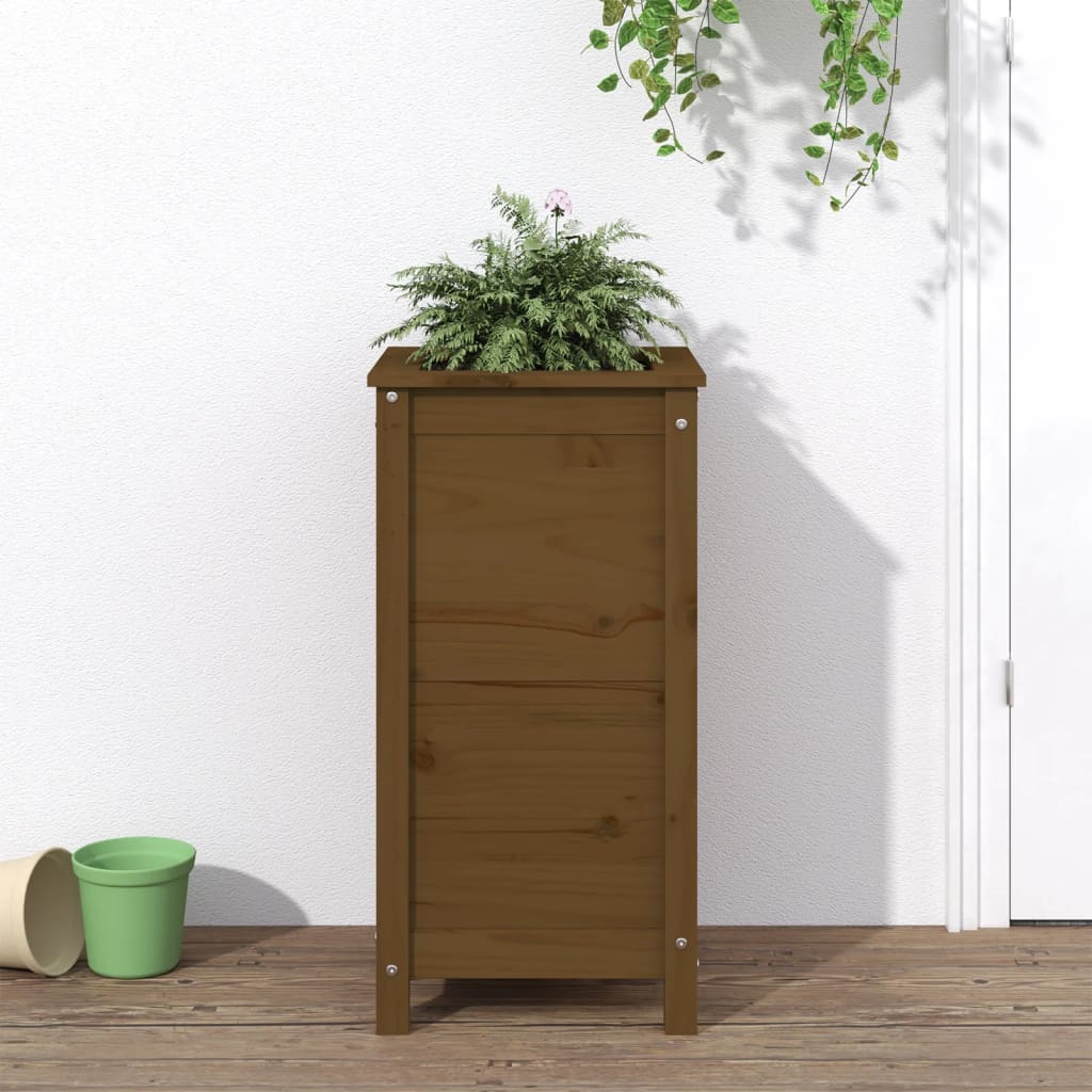 Garden Planter Solid Wood Pine Depth 40 cm Height 78 cm Honey brown pine 40 cm