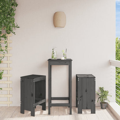 Bar Stools 2 pcs Solid Wood Pine Grey pine 40 x 36 x 75 cm