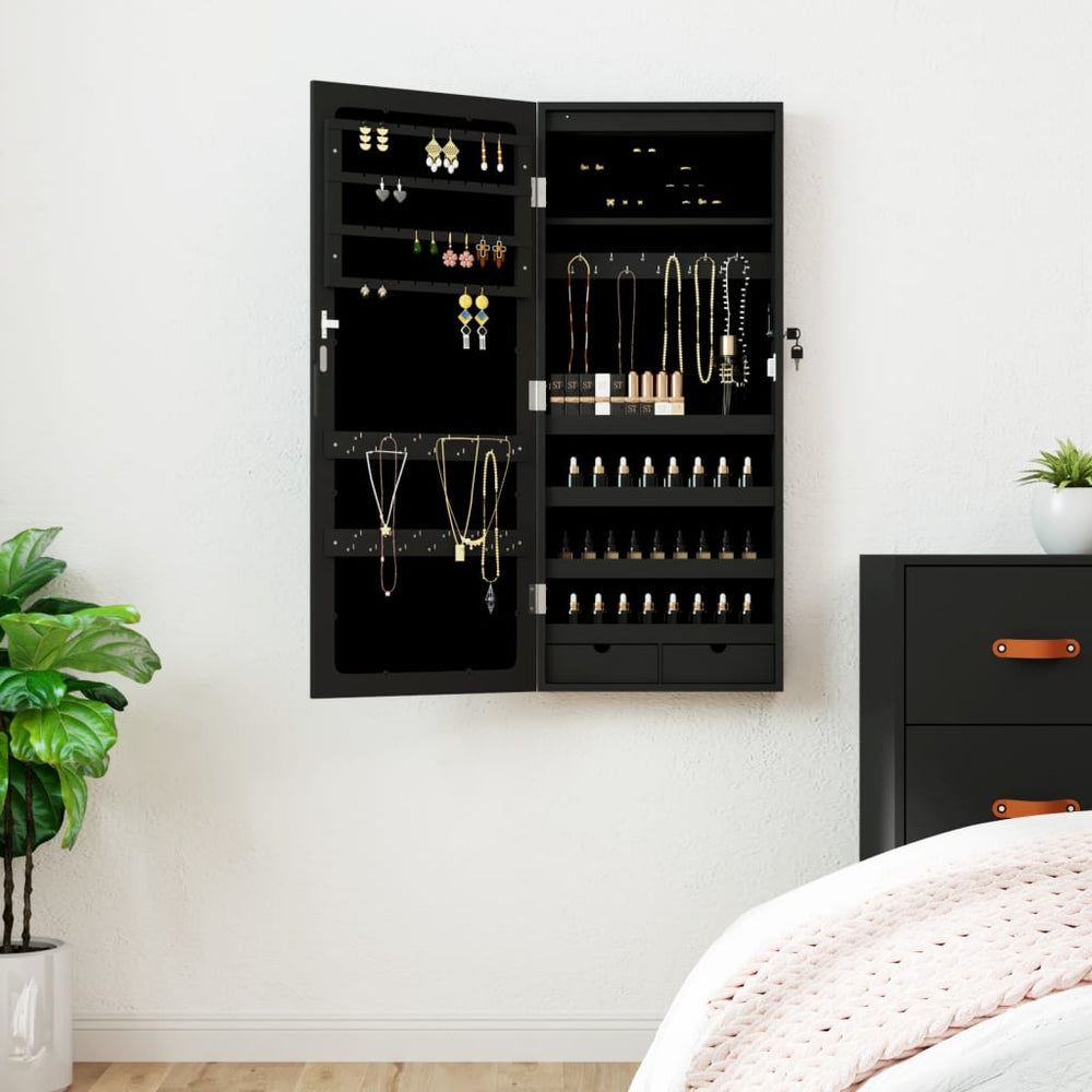 vidaXL Mirror Jewellery Cabinet with LED Lights Wall Mounted
