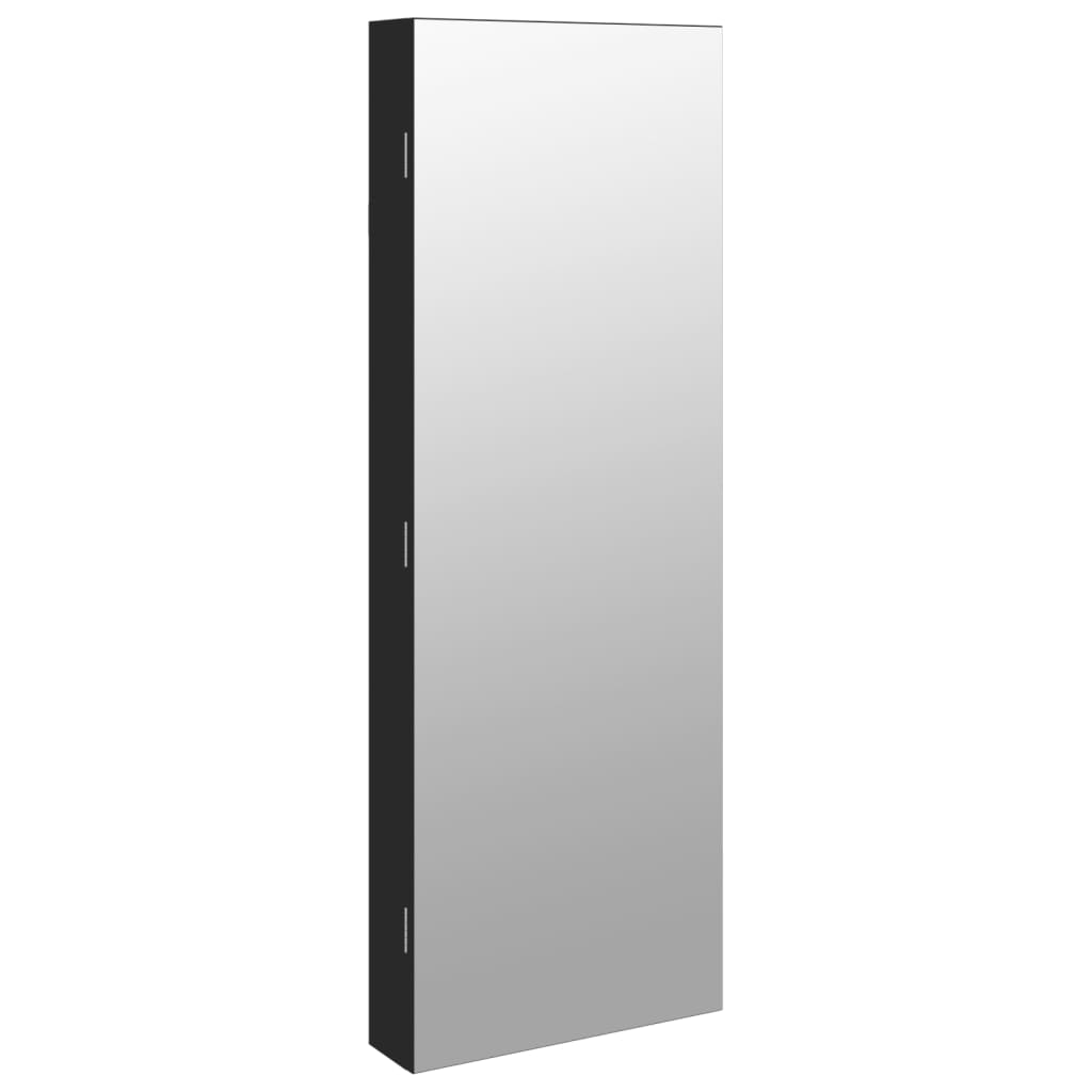 vidaXL Mirror Jewellery Cabinet with LED Lights Wall Mounted Black